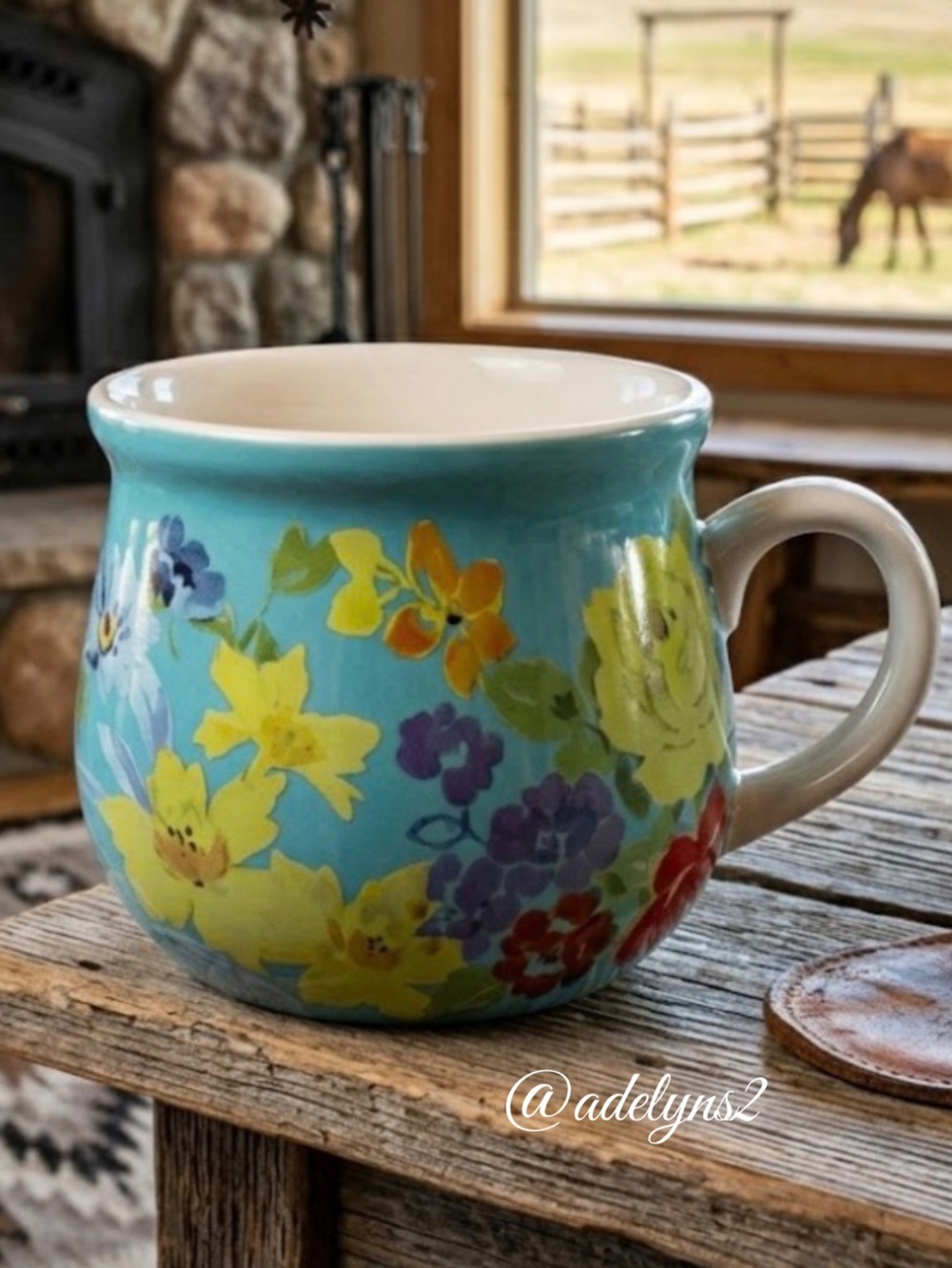 Rare! Buy Now! 🌺 EUC Pioneer Woman QVC Rare Belly Mug/Cup, Qty 1, Teal Blue